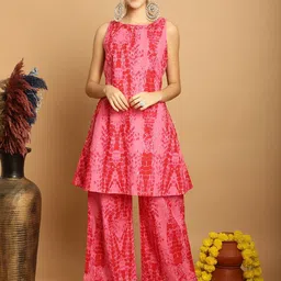 KALINI Abstract Printed Pure Cotton Kurta With Palazzos-image-50