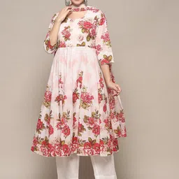 biba BibaFloral Printed Round NeckPure Cotton Kurta with Palazzos & With Dupatta-picture-15