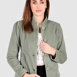 Leather Retail Stand Collar Crop Tailored Jacket-picture-23