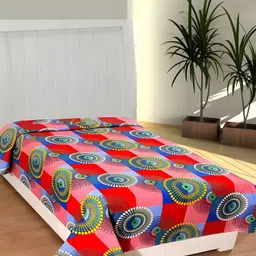 Supreme Home Collective Red & Blue Geometric Printed 144 TC Single Bedsheet-picture-36