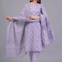 KALINI Ethnic Printed Pure Cotton Straight Kurta With Trouser & Dupatta-picture-29