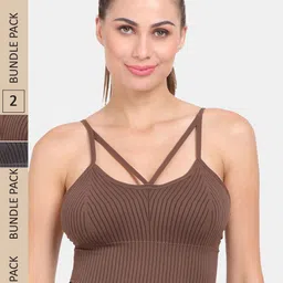Amour Secret Pack Of 2 Lightly Padded & Non-Wired Seamless Anti Odour Bralette Bra-picture-16