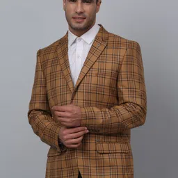 Cantabil Checked Notched Lapel Single Breasted Formal Blazer-picture-47