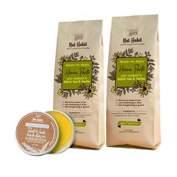 Nat Habit Set Of 2 Ready To Apply Henna Paste - 250g Each Dark Brown & Post Wash Hair Balm-picture-16