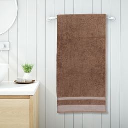 SPACES Unisex Brown Solid Pure Cotton Bath Towels-picture-0