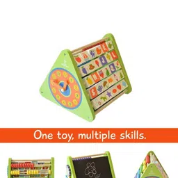 shumee Kids Green Printed 5-in-1 Wooden Activity Triangle Learning Toy-picture-31