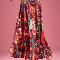 Deewa Abstract Printed Crepe Flared Maxi Skirt-picture-17