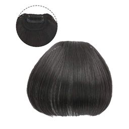 VAGHBHATT Human Hair Clip-On Air Bangs Fringe Hair Extensions - Black 16-picture-12
