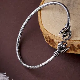 ATIBELLE Silver Plated Oxidised Handcrafted Textured Bangle-picture-24