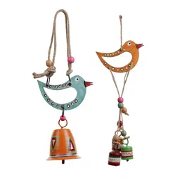 vareesha Tinkle Bells Sparrow Family Wall Hanging Bell Wind Chimes Set Of Two image 2
