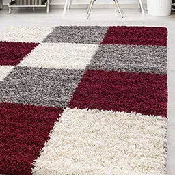 AaHo Decor Maroon Chess Box Non Shedding Shaggy Carpets-picture-30