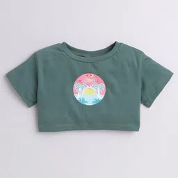 AWW HUNNIE Girls Graphic Printed Round Neck Short Sleeves Crop Boxy T-shirt-picture-28