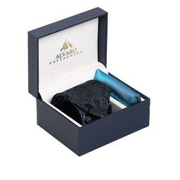 Alvaro Castagnino Men Black & Blue Printed Accessory Gift Set-picture-9