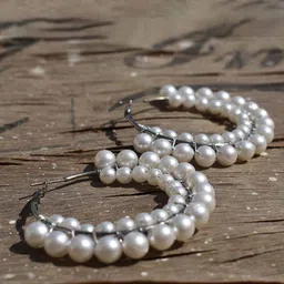 Krelin Pearl Beaded Circular Hoop Earrings-picture-21
