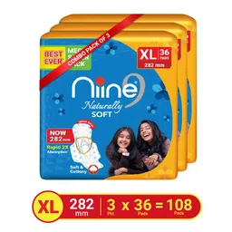 Niine Set of 3 Naturally Soft Anti Leak Flow Channel XL 282mm Sanitary Pads - 36 Pads Each-image-27