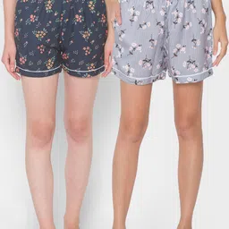 FashionRack Women Set of 2 Grey Printed Lounge Shorts-picture-15