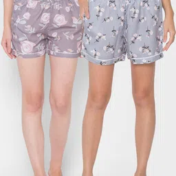 FashionRack Women Pack of 2 Printed Cotton Lounge Shorts-picture-40