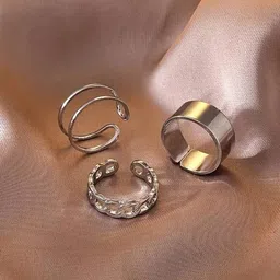 Jewels Galaxy Set Of 3 Silver-Plated Finger Ring-picture-17