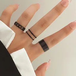 Jewels Galaxy Set of 3 Silver-plated Adjustable Finger Ring-image-48