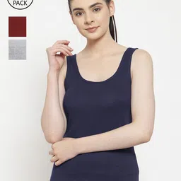 Friskers Women Pack Of 3 Cotton Tank Tops-picture-33