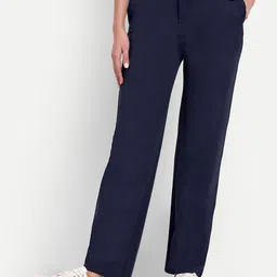 BROADSTAR Women Classic Straight Fit High-Rise Easy Wash Trousers-image-46