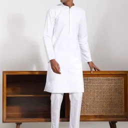 VASTRAMAY Floral Embroidered Thread Work Straight Kurta With Pyjama image 1