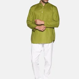 Sethukrishna Mandarin Collar Pure Cotton Kurta with Pyjamas image 1