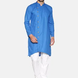 Sethukrishna Mandarin Collar Pure Cotton Kurta with Pyjamas image 1
