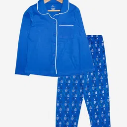 KiddoPanti Girls Blue Pure Cotton Night suit-picture-58