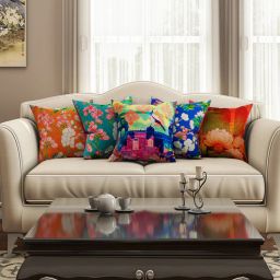 sej by nisha gupta Multicolor Floral Cotton 16 x 16 Inches Cushion Covers (Set of 5)-picture-23