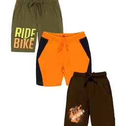 KiddoPanti Pack Of 3 Boys Typography Printed Cotton Regular Shorts-picture-41