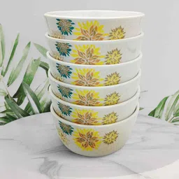 superware Veg Bowl Set - Ethenic Flower (4.0") , Stain Free, Glazed Finish, Pure Melamine ,6 Nos. image 3
