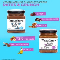 Meve Jars - Hazelnut Chocolate Spread with Dates | Vegan | 73% Hazelnut | No Prezervatives | Gluten Free | High in Protein (Crunchy) image 4