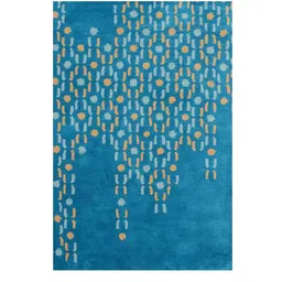 presto Blue Abstract Wool 4 ft x 6 ft Hand Tufted Carpet image 2
