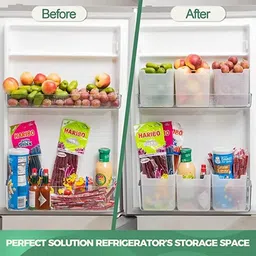 Garleaf 6 fridge storage boxes multipurpose containers for storage Space-saving Refrigerator Side Door Organizer for fridge kitchen Fruits, Vegetables Storage Containers- transparent image 3