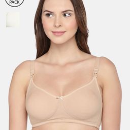 Inner Sense Pack Of 2 Nude-Coloured & Off-White Solid Non Padded Sustainable Maternity Bra-image-94