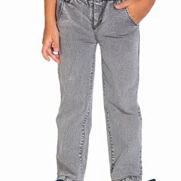 Cherry Crumble Kids Grey Solid Mid-Rise Regular Fit  Jeans-picture-53