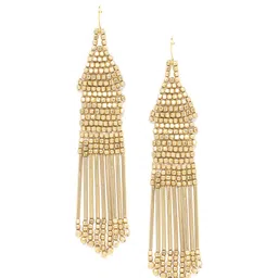 RICHEERA Gold-Plated Beaded Tasselled Drop Earrings-image-1