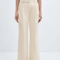 MANGO Women Straight Fit Pleated Trousers with Belt-picture-44