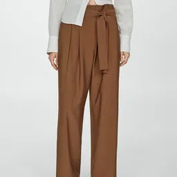 MANGO Women Straight Fit Pleated Trousers with Belt-image-30