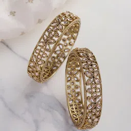 YouBella Set of 2 Gold-Plated Stone-Studded Bangles-image-10