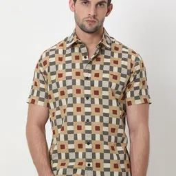 Mufti Geometric Printed Slim Fit Pure Cotton Casual Shirt-picture-33