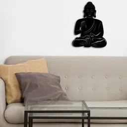 eCraftIndia "Buddha" Black Engineered Wood Wall Art Cutout, Ready to Hang Home Decor-picture-22