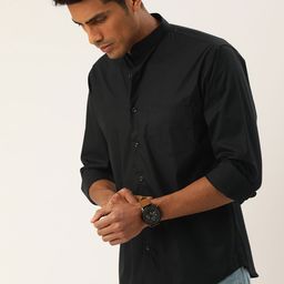 Hancock Men Black Slim Fit Solid Casual Shirt-picture-25