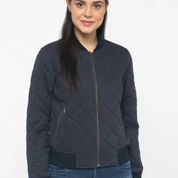 Gipsy Women Navy Blue Solid Quilted Jacket-picture-33