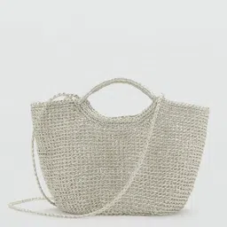 MANGO Basket Weave Textured Structured Handheld Bag-image-65