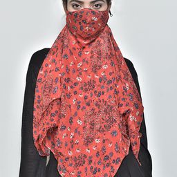 SWAYAM Women Red & Blue Printed 3-Ply Anti-Pollution Reusable Protective Outdoor Mask Cum Scarf-picture-4