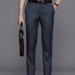 Raymond Men Flat-Front Slim Fit Formal Trousers-picture-30