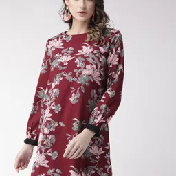 Style Quotient Women Maroon & Grey Printed Mini A-Line Dress-picture-21