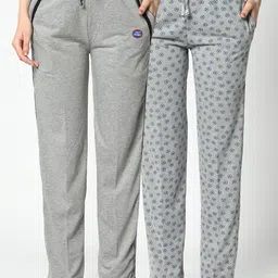 mack jonney VIMAL JONNEY Women Pack Of 2 Grey Printed Lounge Pants-picture-21